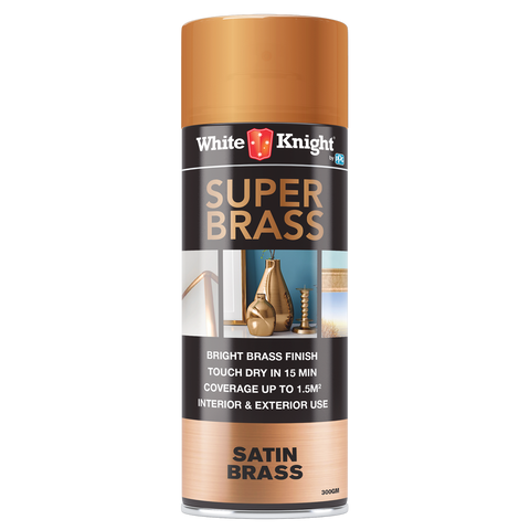 White Knight Super Brass Spray Paint - 300g - Satin Finish - Durable - SuperSaverAU - view 1