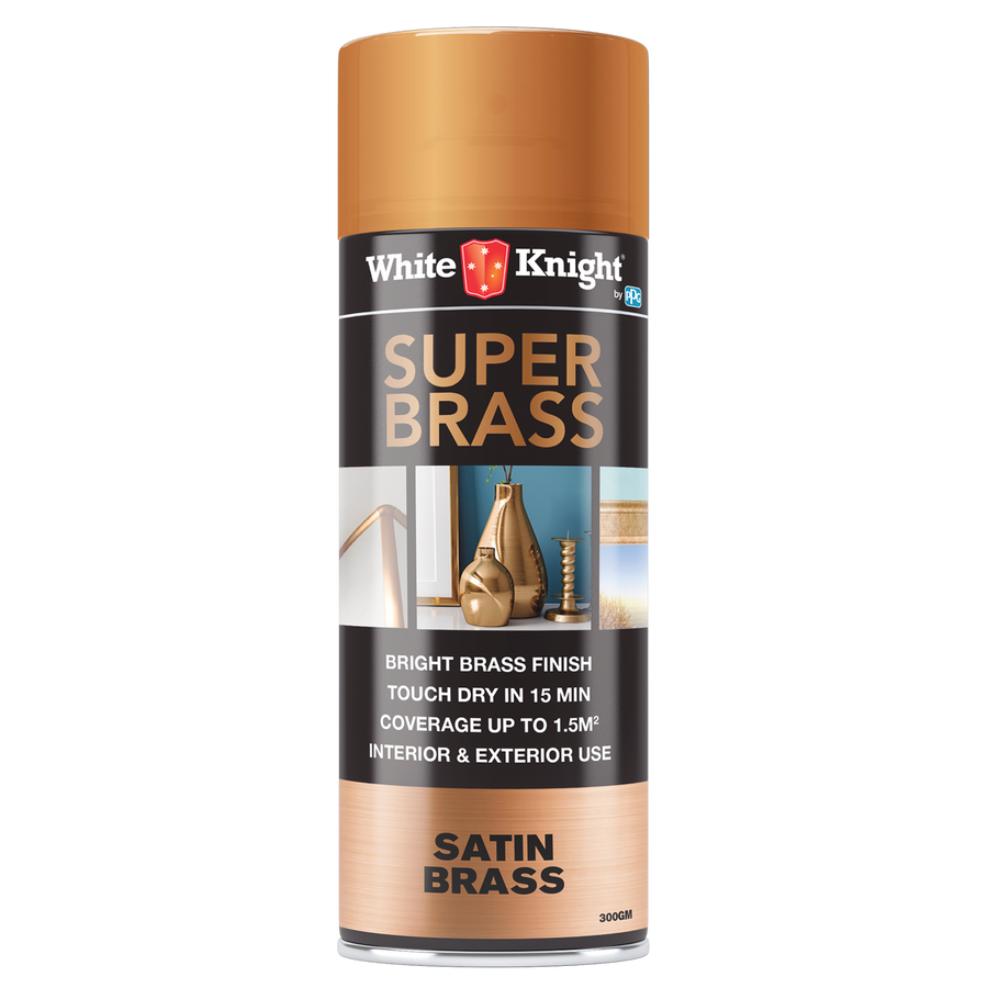 White Knight Super Brass Spray Paint - 300g - Satin Finish - Durable - SuperSaverAU - view 1