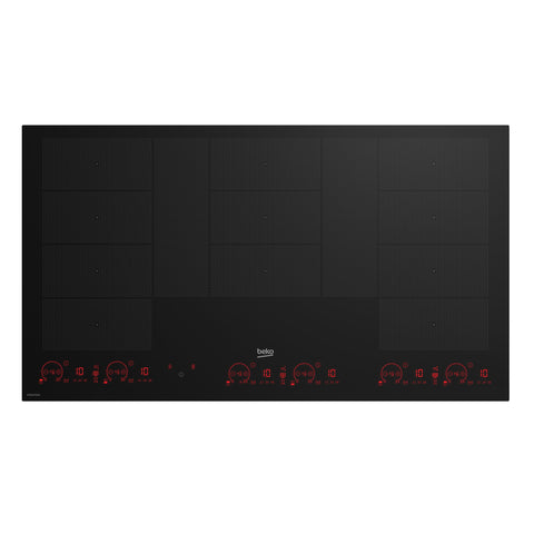 Beko 90cm Flexy Induction Cooktop - Black Ceramic Glass, IndyFlex+ Zones, 15 Cooking Levels - BCT904IG