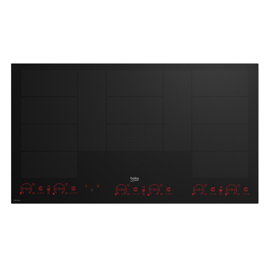 Beko 90cm Flexy Induction Cooktop - Black Ceramic Glass, IndyFlex+ Zones, 15 Cooking Levels - BCT904IG