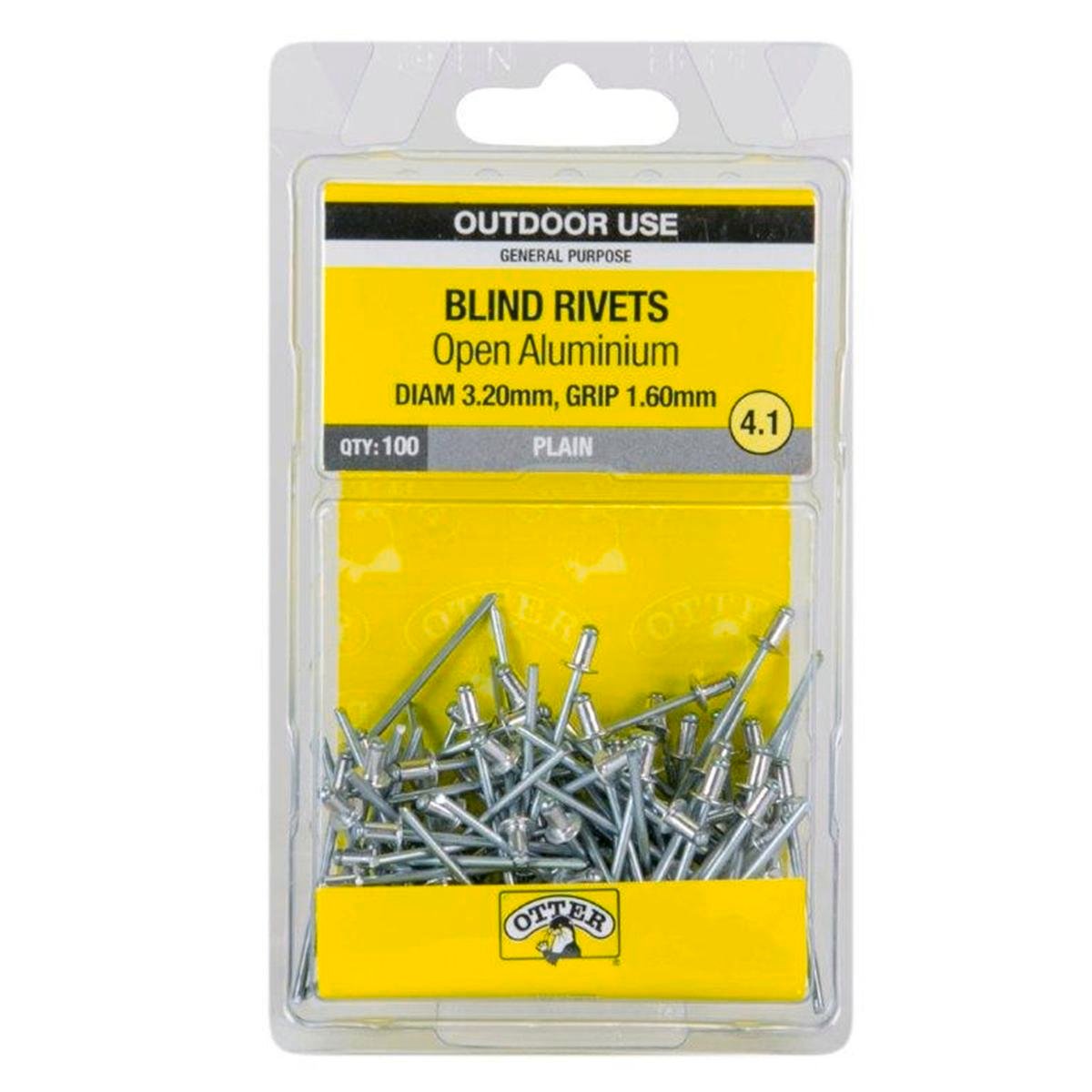 Otter Open Aluminium Blind Rivets 2x1.6mm 100 Pack Strong Lightweight - SuperSaverAU - view 1