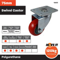 Move It Swivel Castor - 75mm - Polyurethane - 120kg Load Capacity - SuperSaverAU - view 5