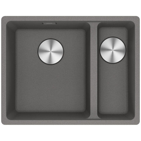 Franke Maris right 1 and 1/2 bowl undermount sink - Stone Grey - extension drainer - MRG160SBRSG-FPC