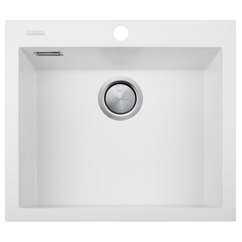 Oliveri Santorini Grande single bowl topmount granite sink - 43L bowl - white - ST-WH1561-OF