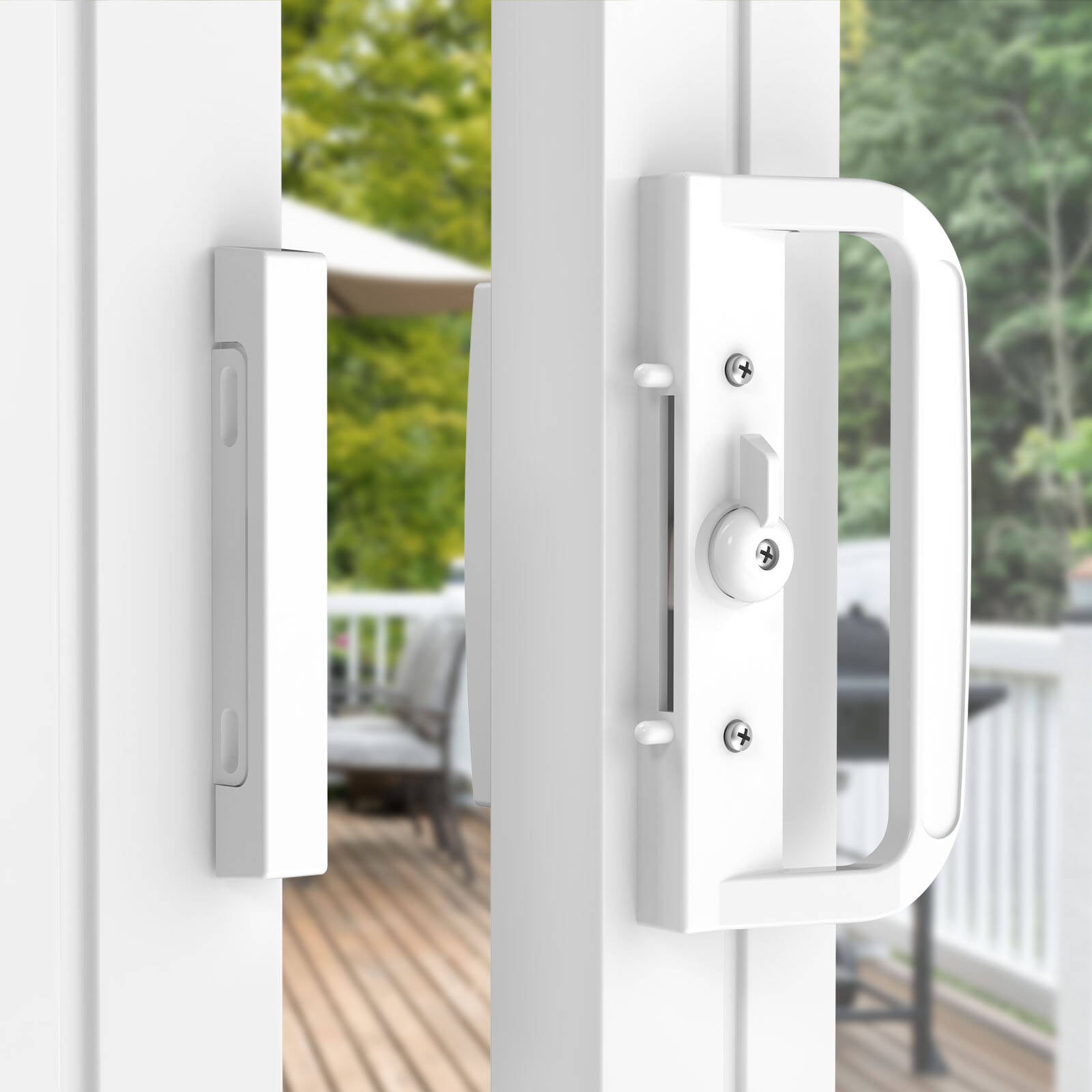 Rolltrak White Sliding Patio Door Keyed Lock Set, Powder Coated Alloy