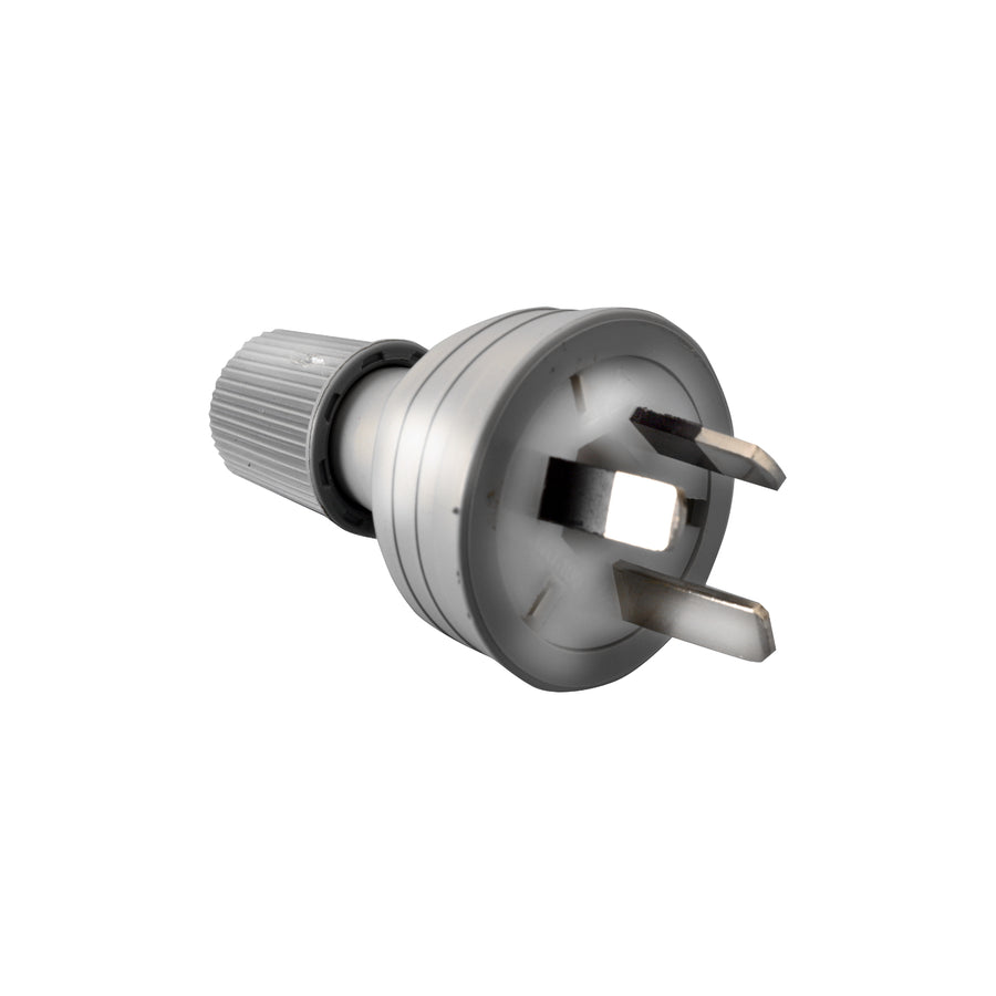 HPM 10A 3 Pin Top Rear Entry Plug, Grey 8mm Cable