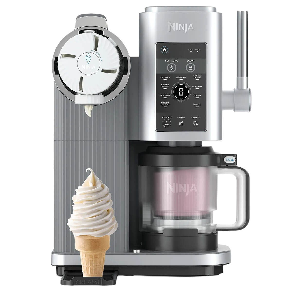 Ninja Swirl by Creami Ice Cream Maker - Soft Serve - 13 One-Touch Programs - 800W - Silver - NC701