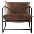 Zinus Sling Accent Chair - Cognac Tan Brown, Water-Repellent Upholstery, Metal Frame - AU-USHSL3ZC-31C