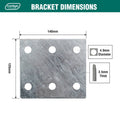 Carinya 140 x 125 x 3.5mm Galvanised Steel Mending Plate Bracket