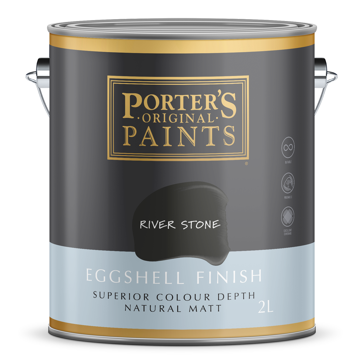 Porter S Broadwall Washable Paint 2L River Stone Eggshell Finish - SuperSaverAU - view 1