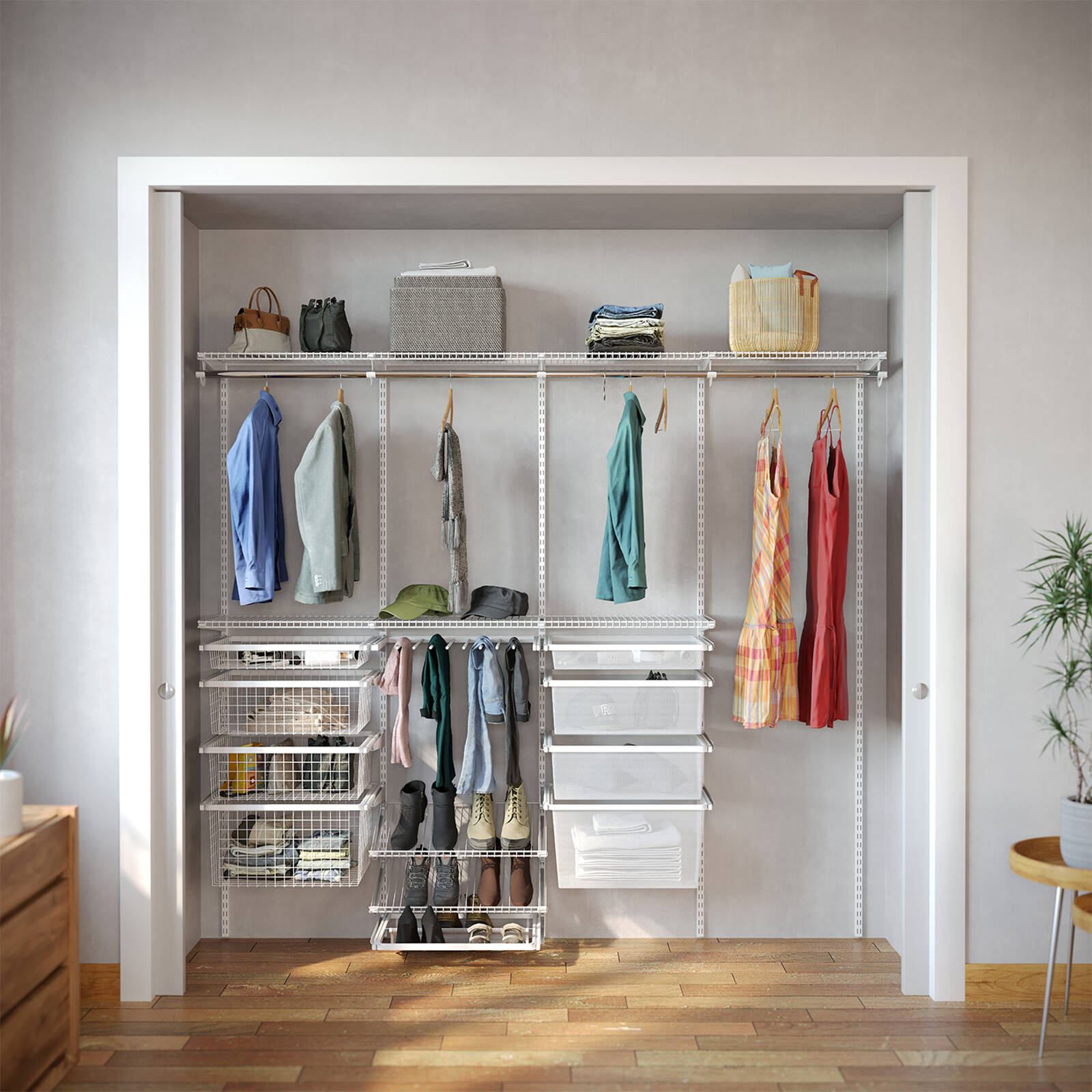 Flexi Storage Home Solutions White Double Slot Sliding Wire Shoe Rack - 600 x 97 x 430mm Steel