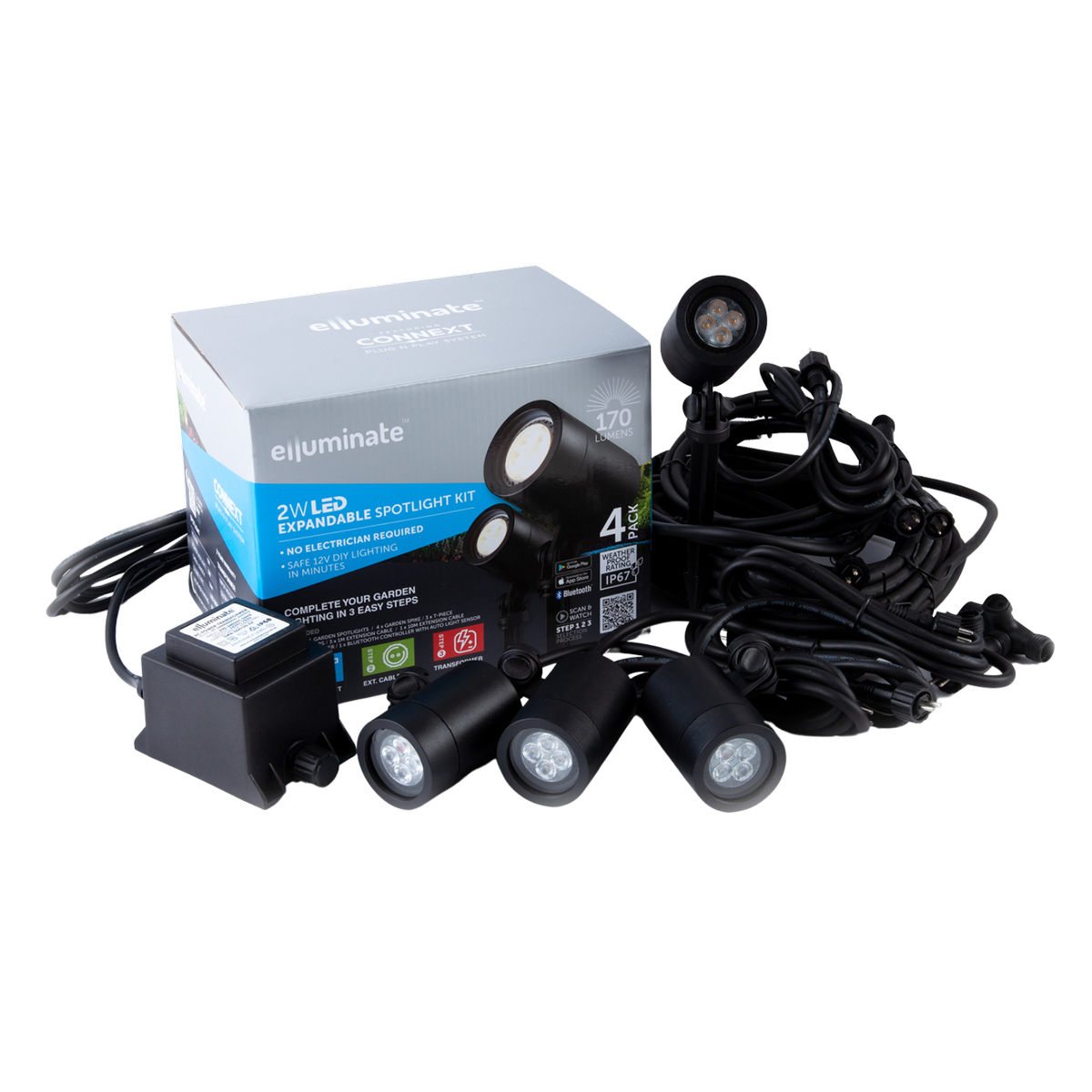 Elluminate Bluetooth Spotlight Garden Kit 4 Pack - 5mm x 10mm x 6mm - Black - SuperSaverAU - view 1