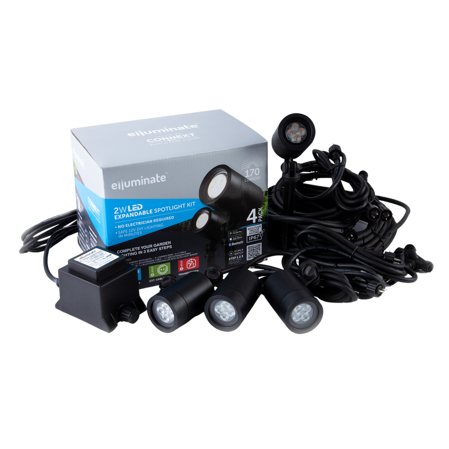 Elluminate Bluetooth Spotlight Garden Kit 4 Pack - 5mm x 10mm x 6mm - Black - SuperSaverAU - view 1