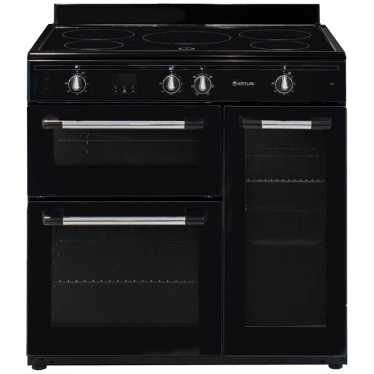 Artusi 90cm Freestanding Induction Oven 161L - Matte Black, Tall Oven, Separate Grill, Five Zones - AFIR935B