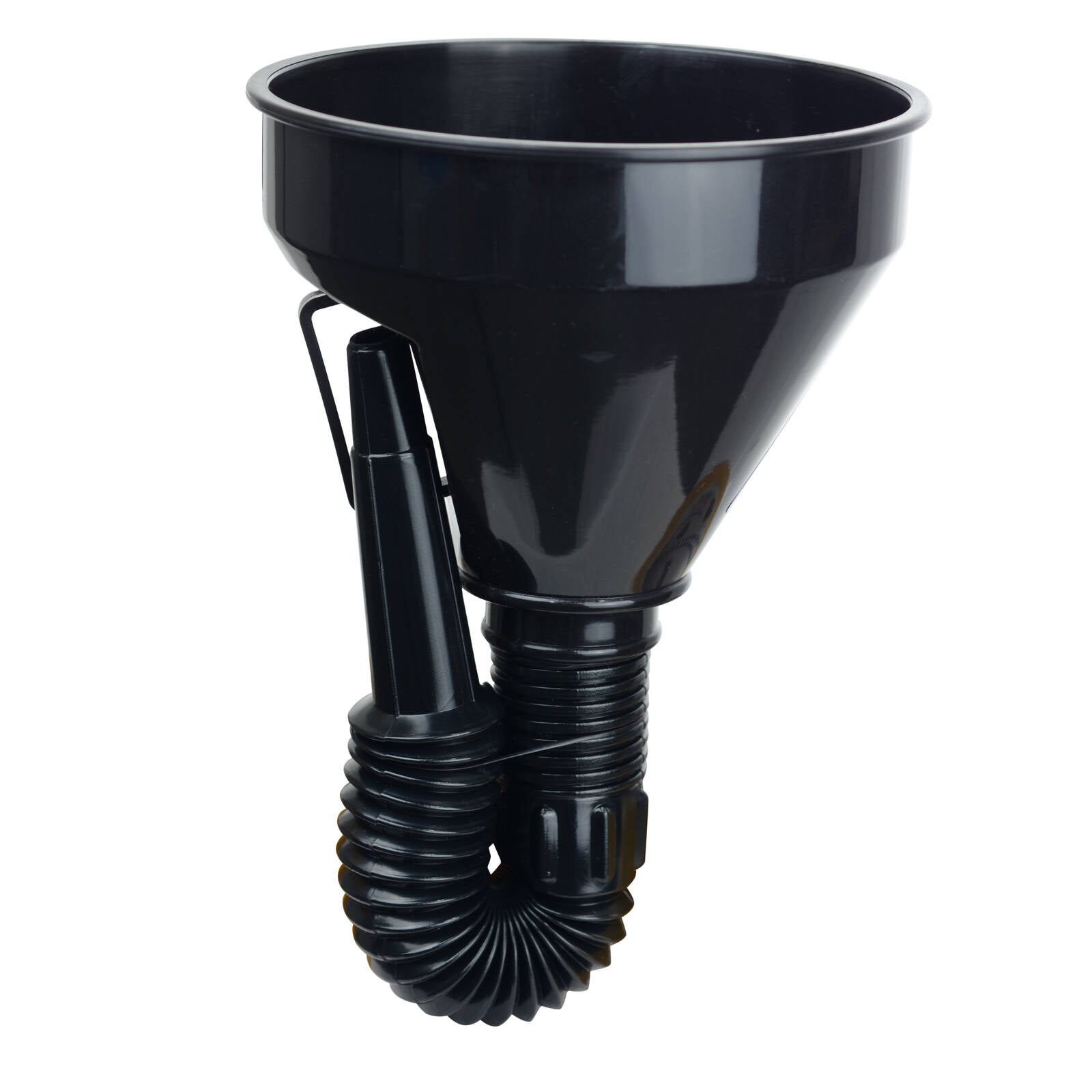 Saxon 14cm Black Plastic Flexible Pourer Funnel