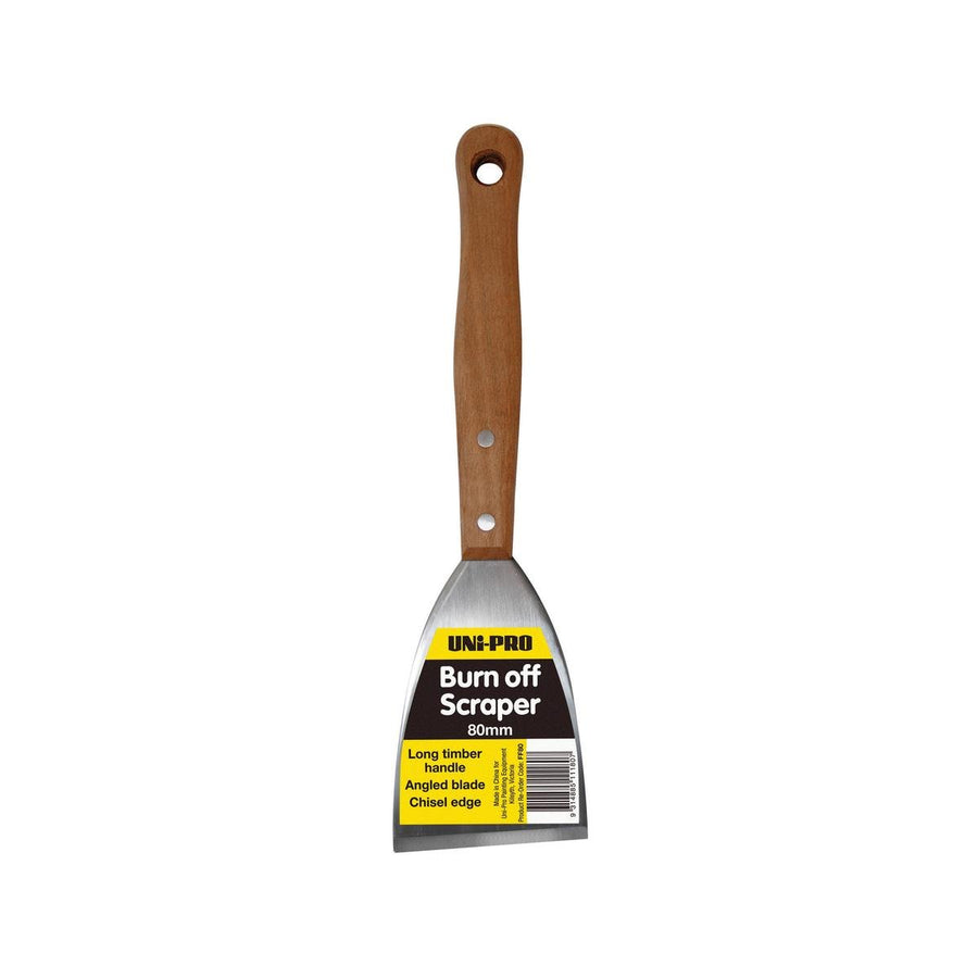 UNi-PRO Burn Off Paint Scraper - 80mm Steel Blade - Timber Handle - Durable - SuperSaverAU - view 1