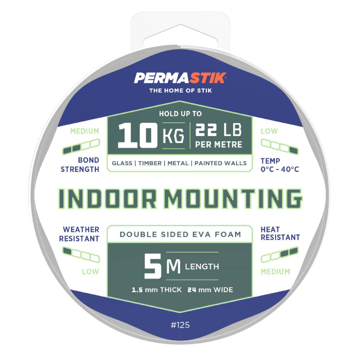 Permastik Indoor Mounting Tape - 24mm x 5m - Foam - 10kg Hold - SuperSaverAU - view 1