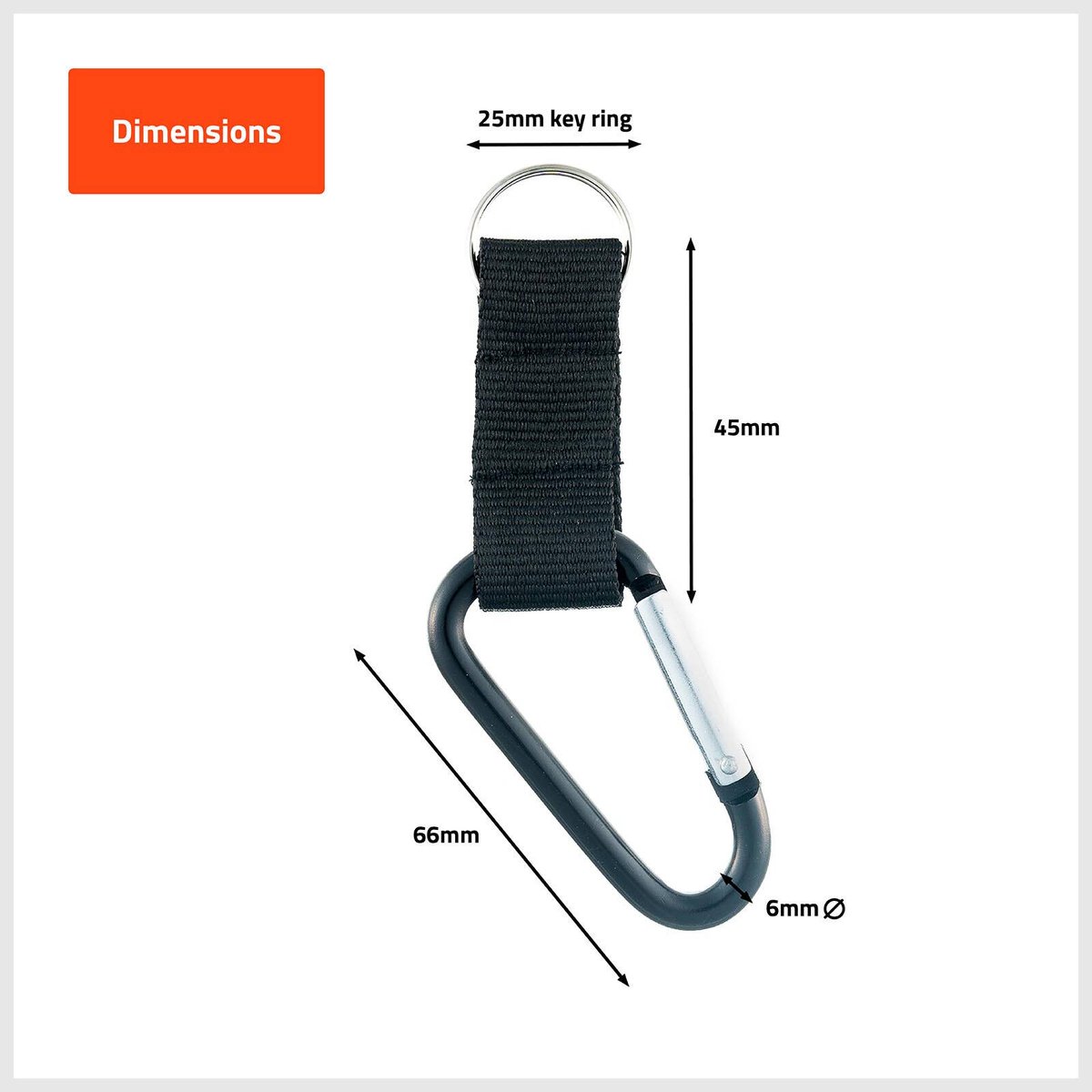 Taskmaster Black Carabiner Key Ring 2 Pack - 25mm - Black - Lightweight Design - SuperSaverAU - view 4