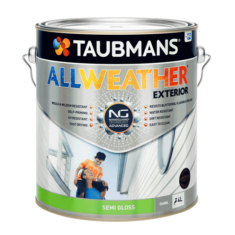 Taubmans 4L All Weather Exterior Paint - Dark Semi Gloss - Mould Resistant - SuperSaverAU - view 1