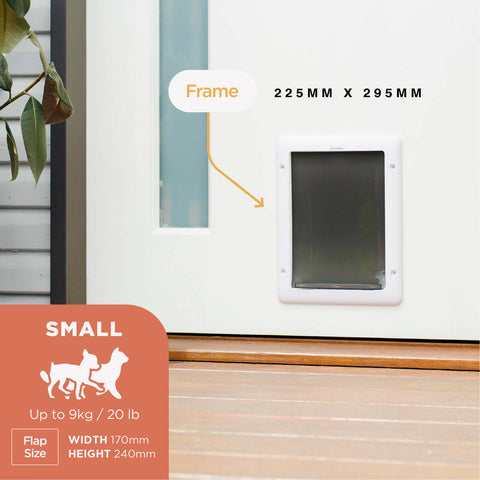 Hakuna Pets Small Essential Pet Door - White - 170 x 240mm Flap