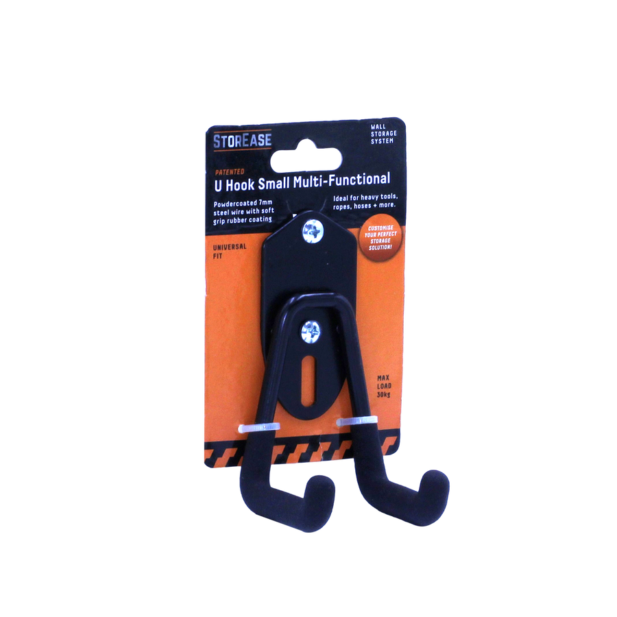 Storease Small Wall Storage System U Hook - 30kg Capacity - Black - 60mm x 115mm x 65mm - SuperSaverAU - view 1
