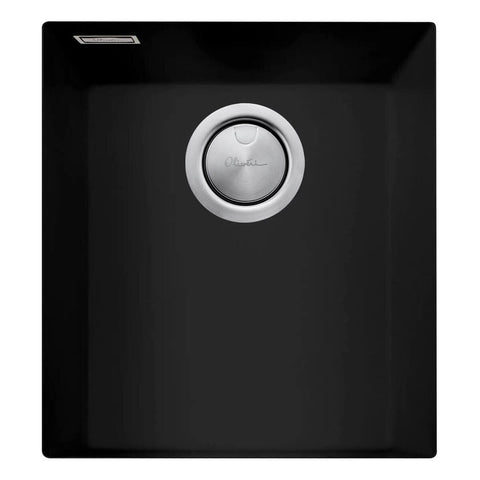 Oliveri undermount sink - 27L single bowl, black granite and quartz, overflow and taphole - ST-MB1530U-OF