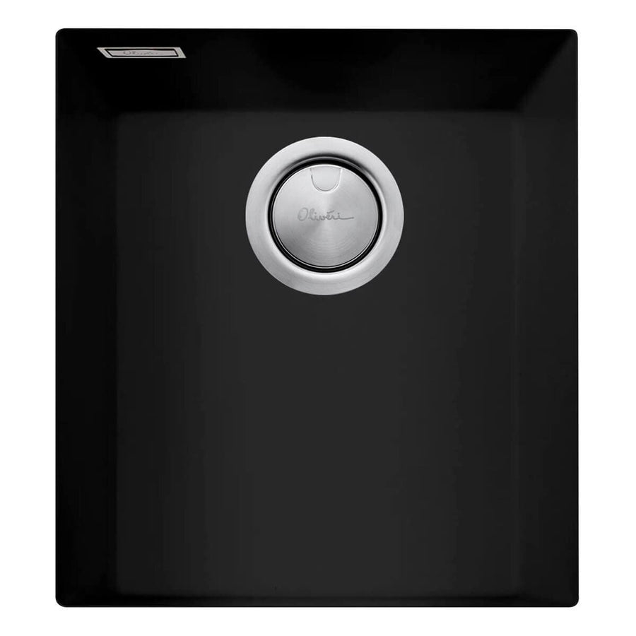 Oliveri undermount sink - 27L single bowl, black granite and quartz, overflow and taphole - ST-MB1530U-OF