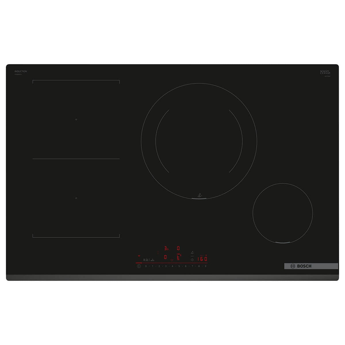 Bosch 80cm Series 6 induction cooktop - CombiZone, PerfectFry Plus, 28cm zone, Home Connect - PVS831HC1H