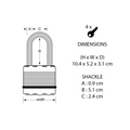 Master Lock Magnum 51mm Long Shackle Laminated Steel Padlock - 4 Pack