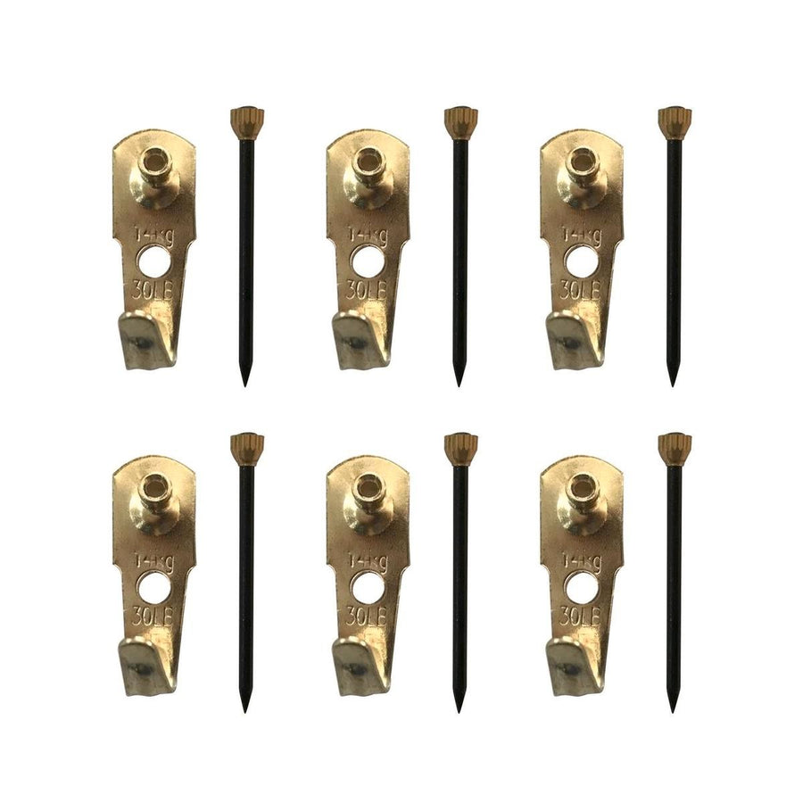 Everhang Picture Hanger - 15kg - Brass Plated - Heavy Duty - 6 Pack - SuperSaverAU - view 1