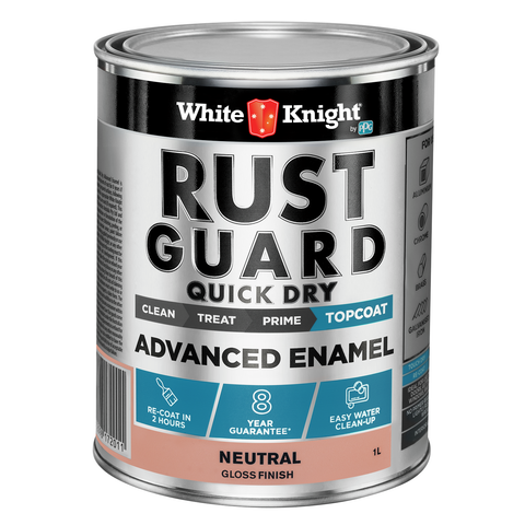 White Knight Rust Guard 1L Neutral Gloss Quick Dry Advanced Enamel Paint