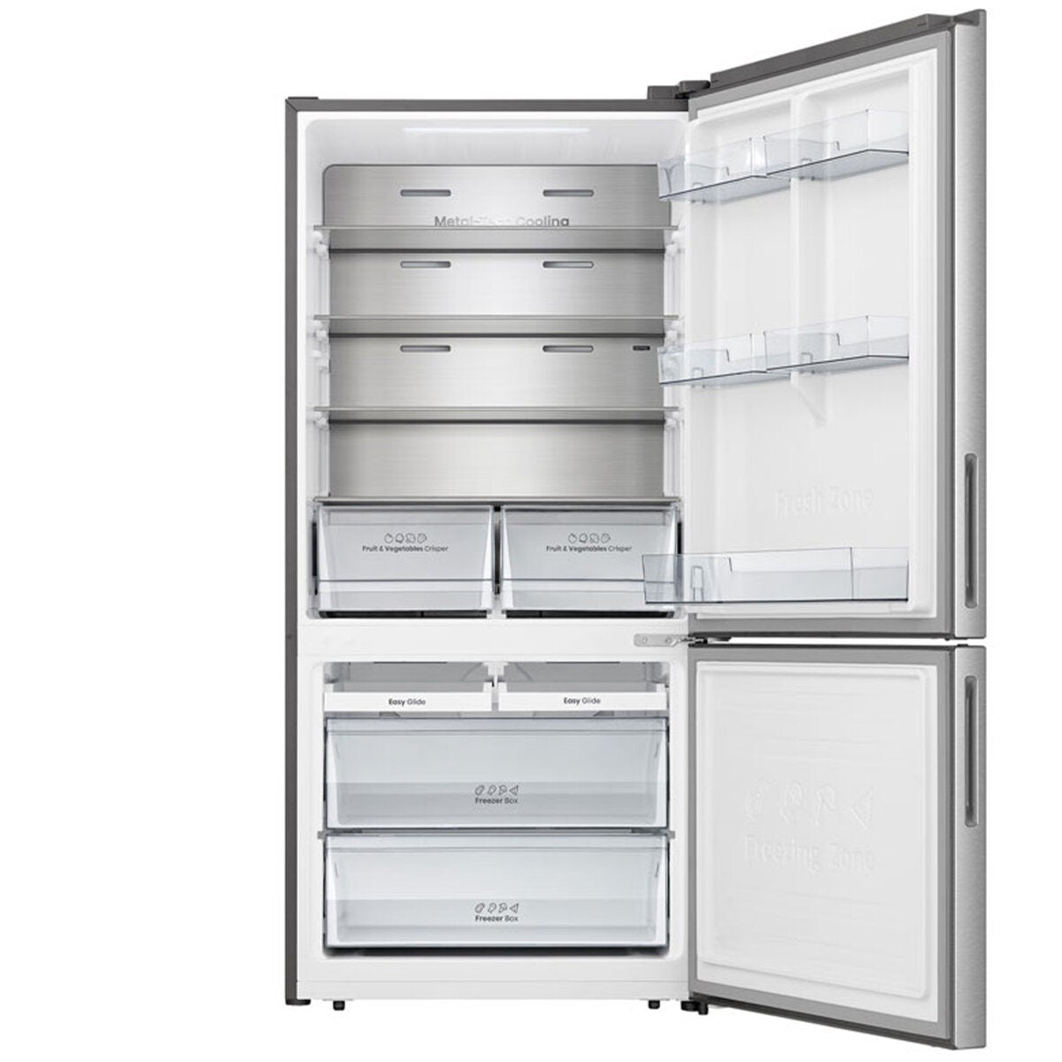 Hisense 503L PureFlat Bottom Mount Fridge - Stainless Steel, 4.5 Star Energy, Double Crispers - HRBM503S