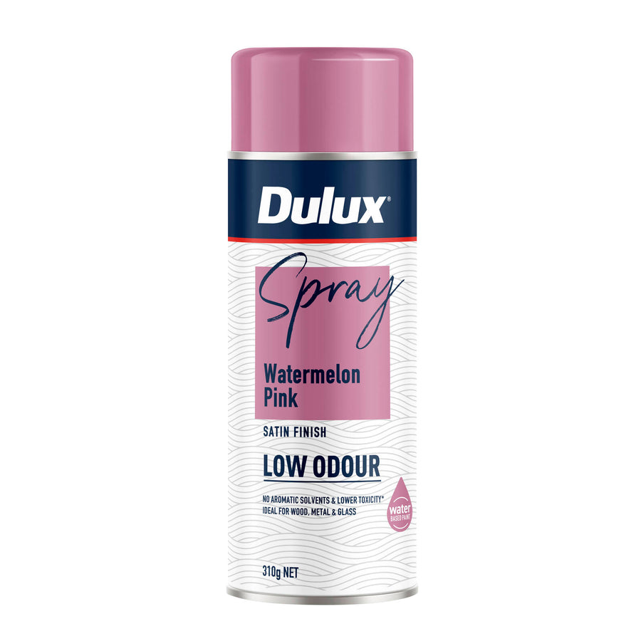 Dulux 310g Watermelon Pink Satin Low Odour Spray Paint, Fast Recoat