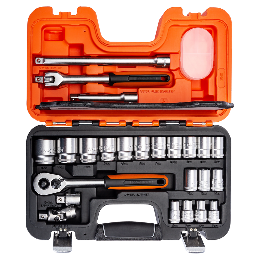 Bahco 1/2" Square Drive Socket Set - 18 Metric Hex Sockets 10-32mm - SuperSaverAU - view 1
