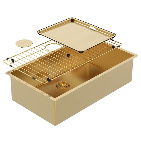 Abey Piazza large single bowl sink - Eureka Gold stainless steel - 10mm bowl radius - CR720G