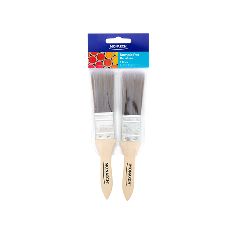 Monarch Sample Pot Synthetic Paint Brush 25mm 2 Pack Stainless Steel Ferrule