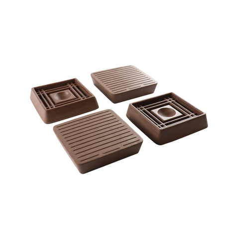 Surface Gard 40 x 40mm Brown Square Castor Cup Rubber Base - 4 Pack
