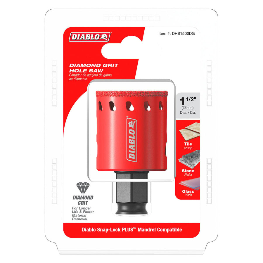 Diablo Diamond Grit Hole Saw - 1-1/2" - Efficient Drilling in Tile, Stone, Glass - SuperSaverAU - view 1