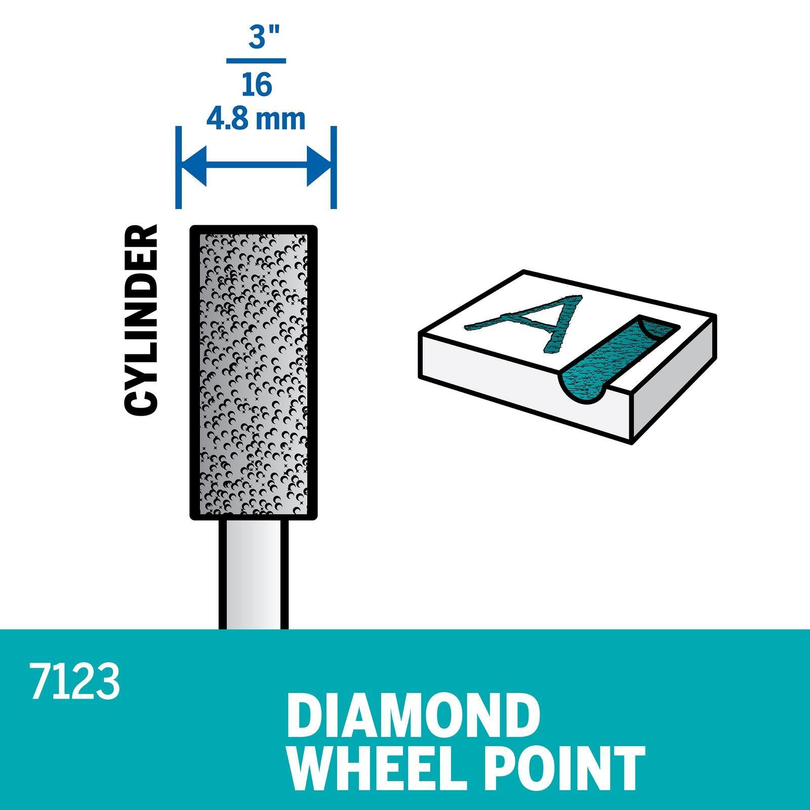 Dremel 4.8mm Diamond Wheel Point (7123), Rotary Tool Accessory