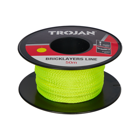 Trojan Green No. 8 Nylon Brickline 50m, Braided Bricklayers Line