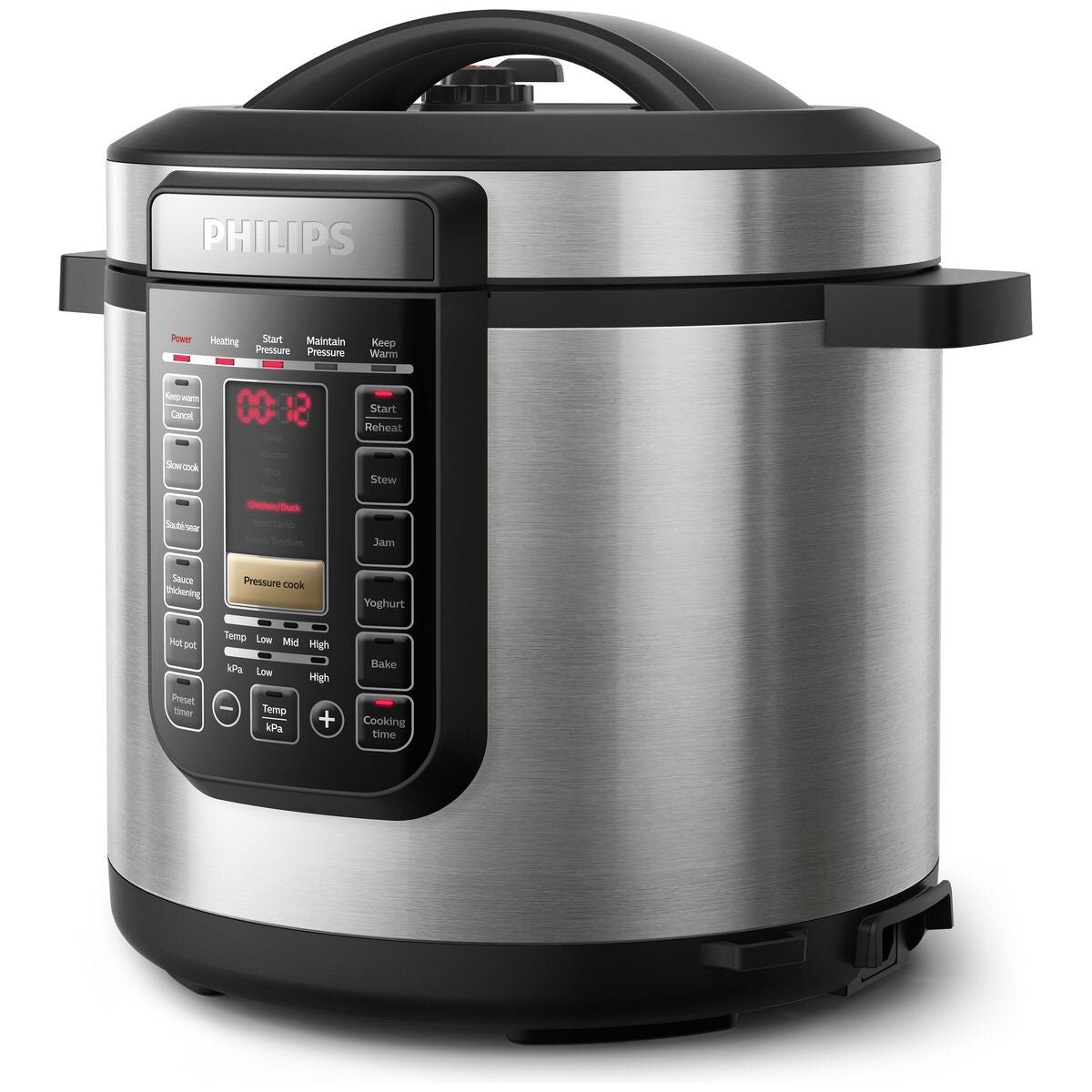 Philips All-In-One XL 8L Multi Cooker - 1500W, 20 Pre-Set Programs, Black and Silver - HD2238-72