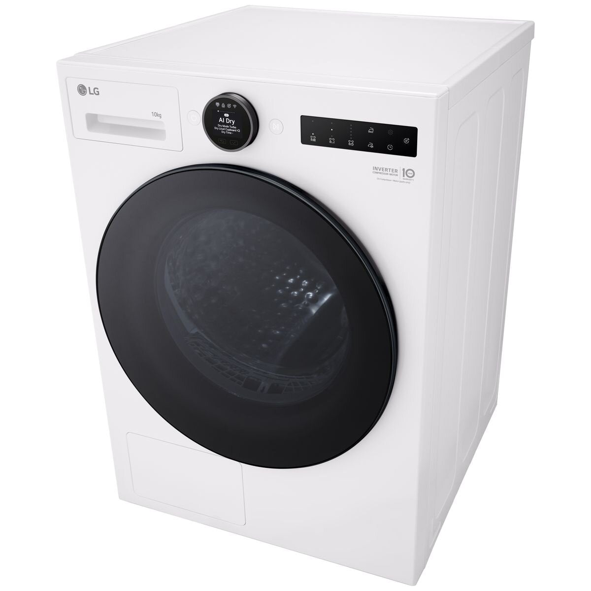 LG Series 9 10kg Heat Pump Dryer - White, 9 Star Energy Rating, Super Speed Drying - DXH9-10W