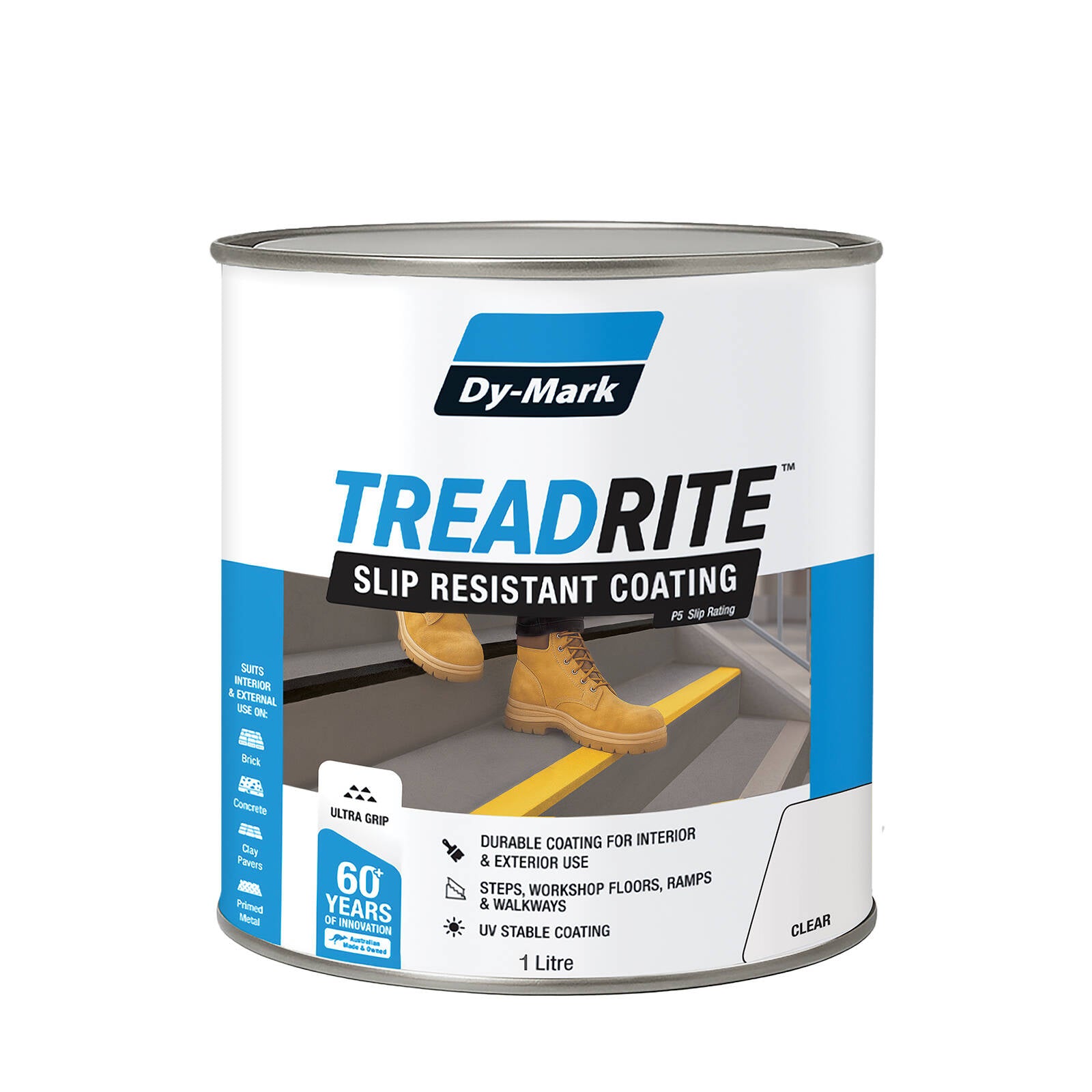 Dy-Mark 1L Clear TreadRite Slip-Resistant Paving Paint, Brush On