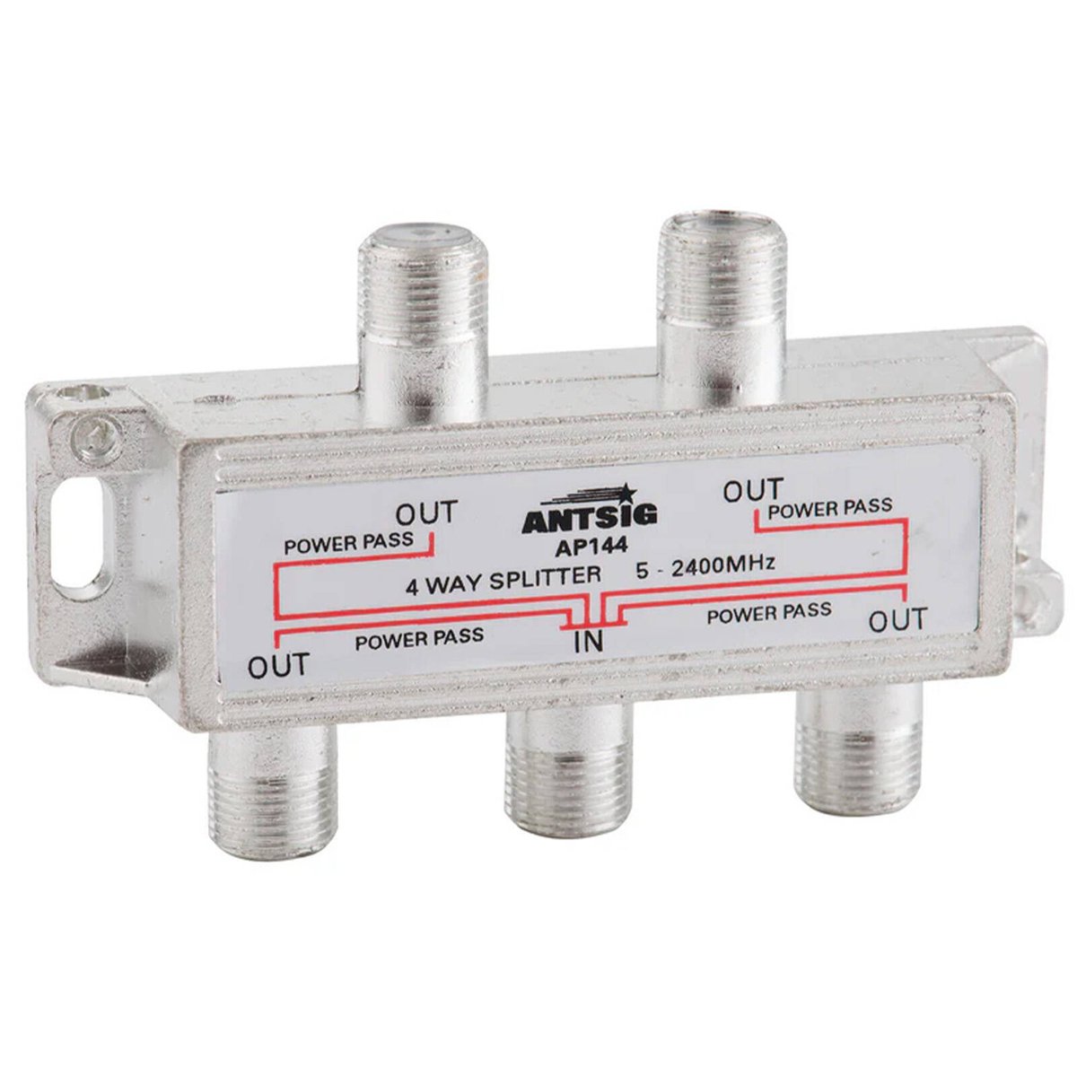 Antsig 4 Way Splitter - Digital TV Signal - Zinc/Aluminium - Indoor Use - SuperSaverAU - view 1