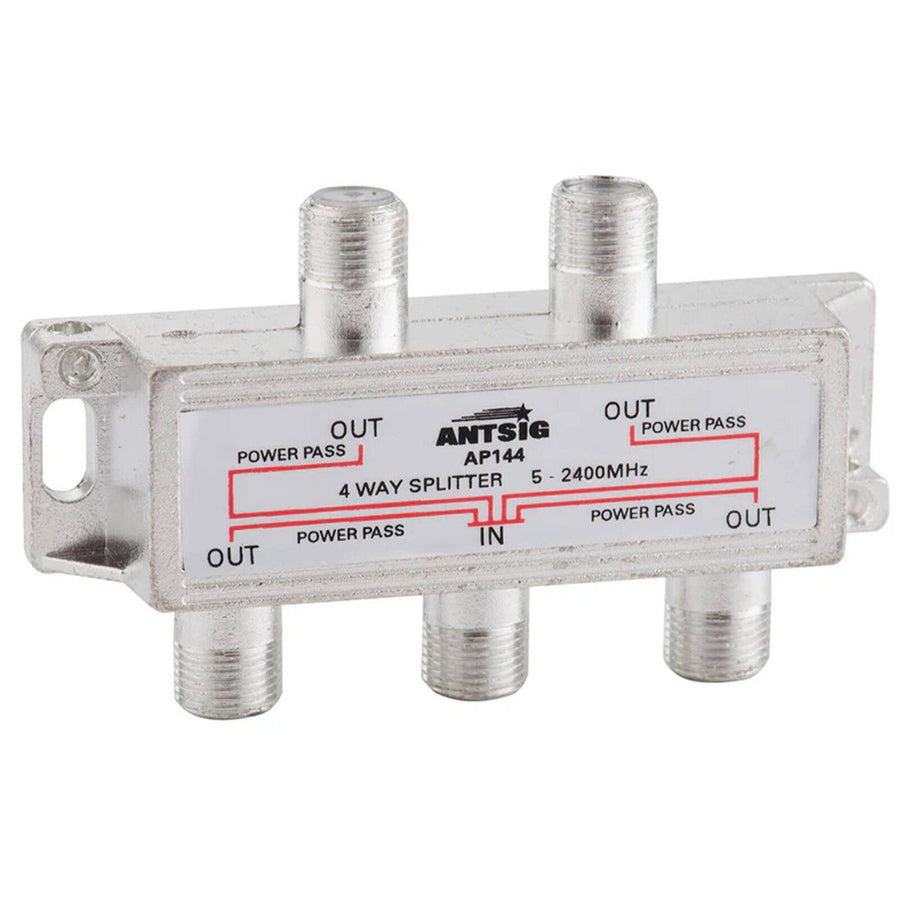 Antsig 4 Way Splitter - Digital TV Signal - Zinc/Aluminium - Indoor Use - SuperSaverAU - view 1