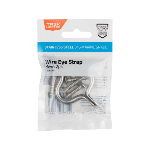 Taskmaster 6mm Stainless Steel Wire Eye Strap 2 Pack - Rust Resistant - Durable - SuperSaverAU - view 1