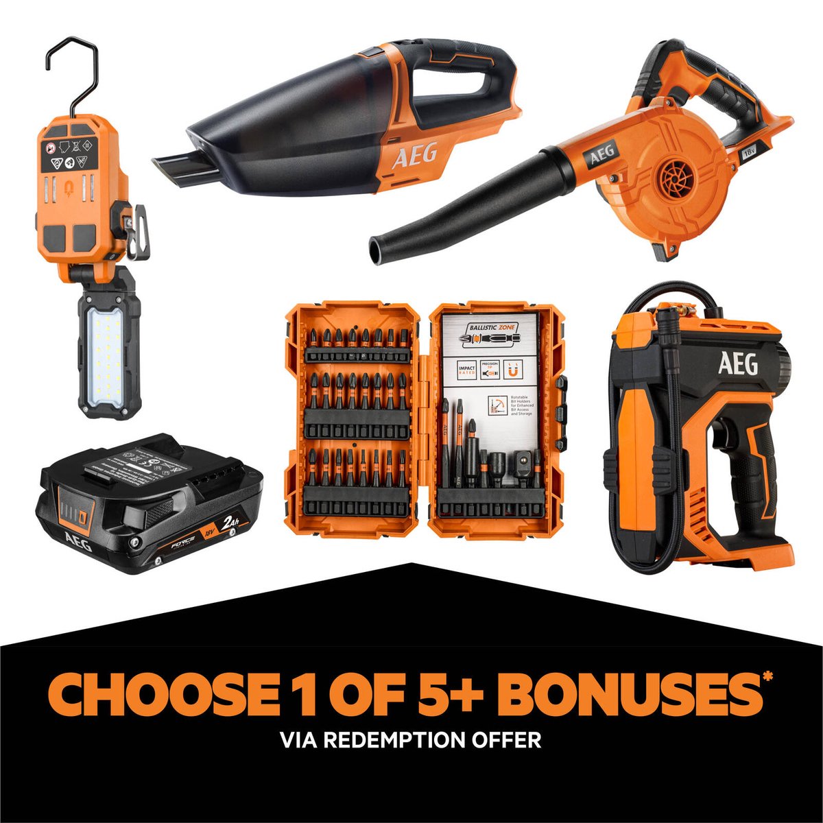 AEG 18V Fusion Brushless 5-Piece Kit - 4.0Ah - Includes Circular Saw, Impact Driver, Hammer Drill, Recip Saw, Grinder - SuperSaverAU - view 2