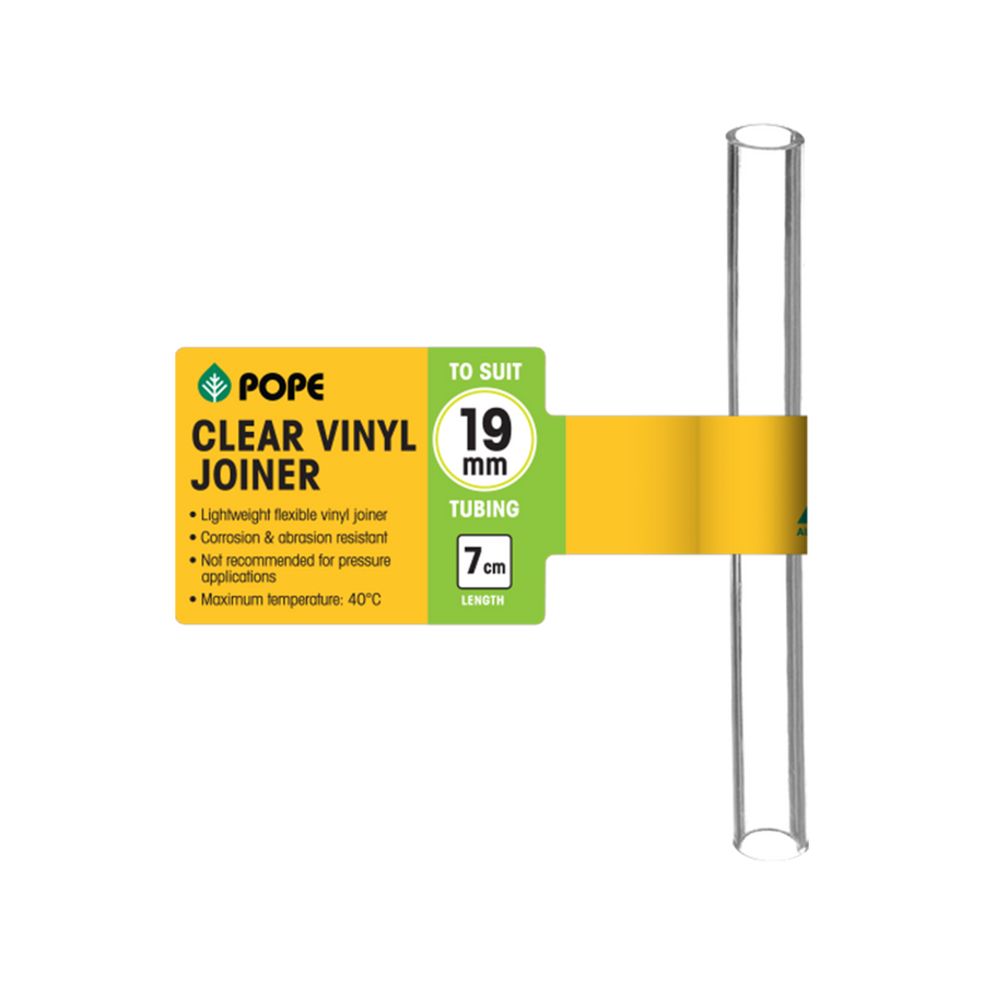 Pope 19mm x 7cm Clear PVC Vinyl Tubing Joiner