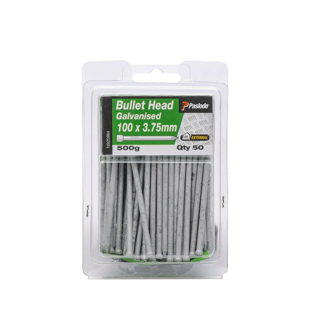 Paslode Bullet Head Nails 100mm 3.75mm Galvanised Steel Corrosion Resistant - SuperSaverAU - view 1