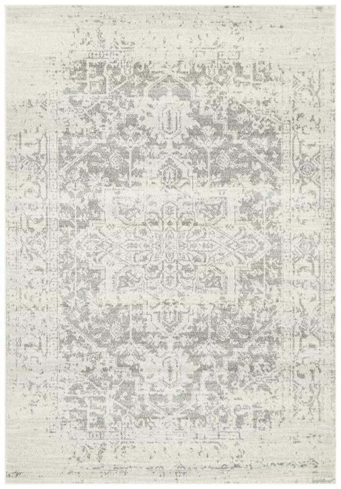 Rug Culture Evoke Extra Large Rug 330x240cm - White Silver Power Loomed Polypropylene - EVO253WSIL330X240